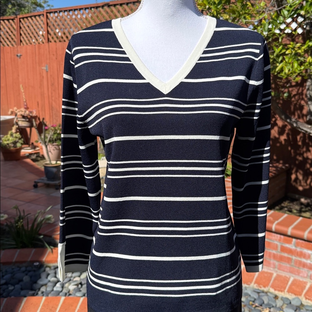 Pendleton Navy and Cream Striped Tee